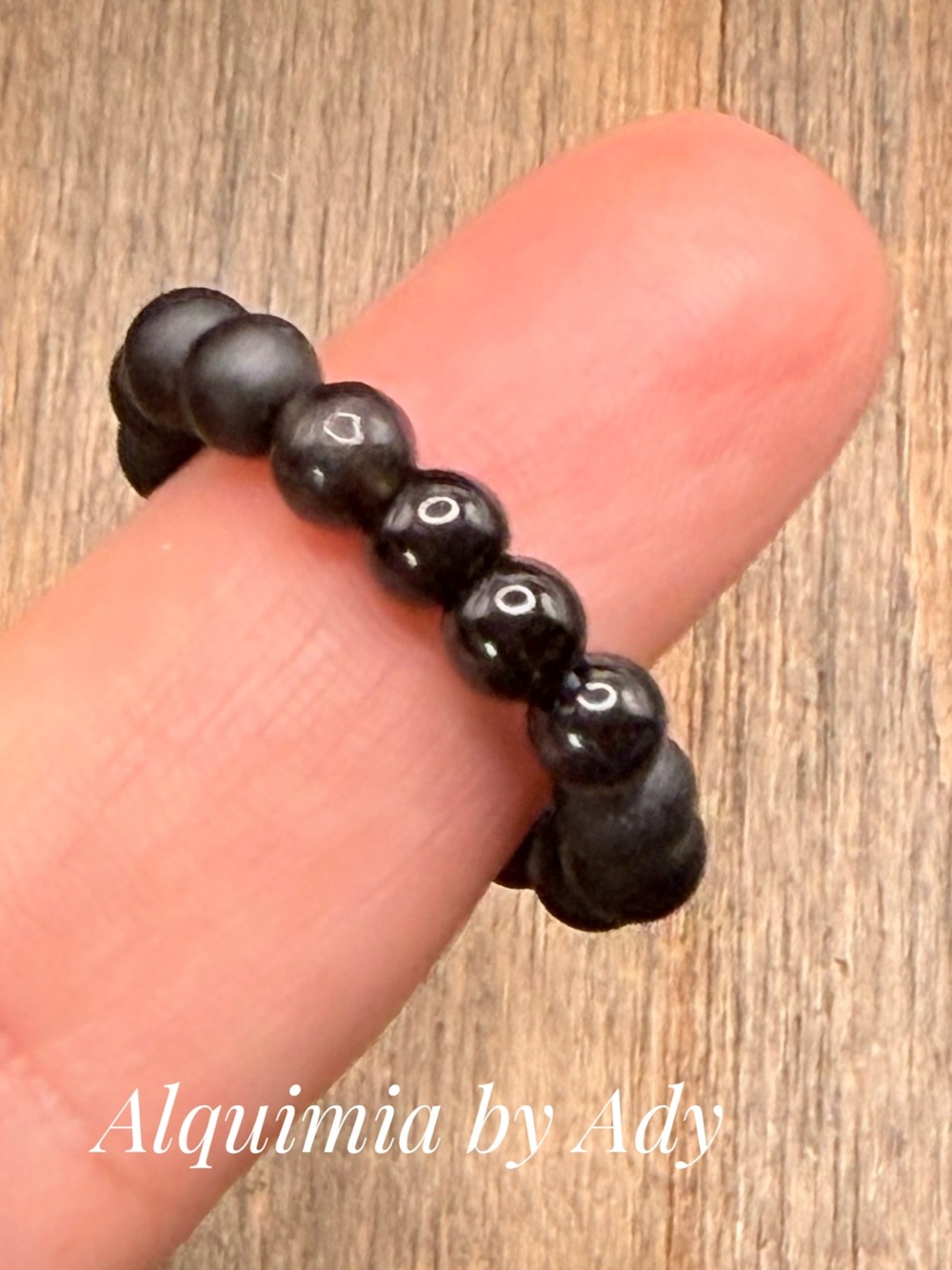 SUMMER black onyx beaded ring